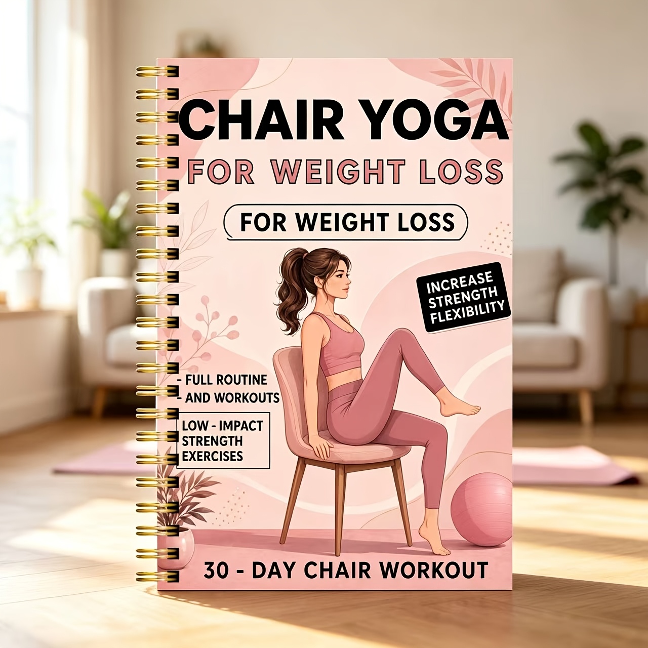 TEMU 30-day Sitting Yoga Weight Loss Workout Plan And Diary -50-page Workout Guide With Exercises, Meal Plan And Progress "suitable For Home Gym Use