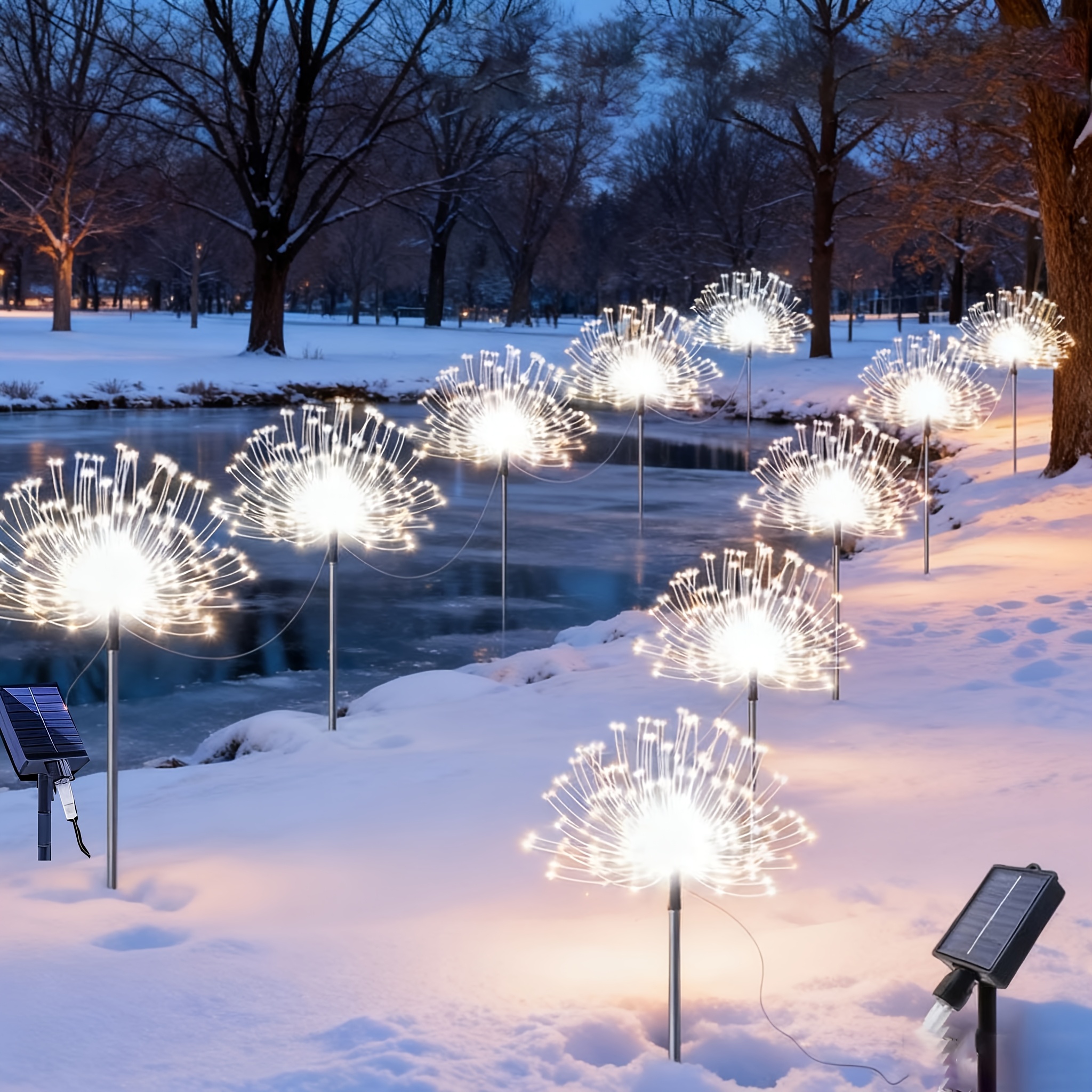 E-shop 10 Stück Solarbetriebene Hängende Outdoor-Feuerwerkslichter Solarbetriebene 480LED Sternenexplosionskugellichter 8 Beleuchtungsmodi Steck- oder