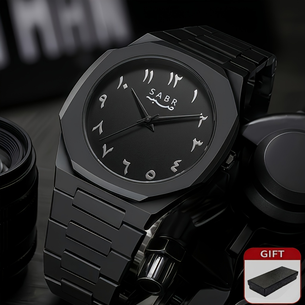 TEMU 1pc All Black Men's Watch Simple High-end Steel Niche Design Men's Watch