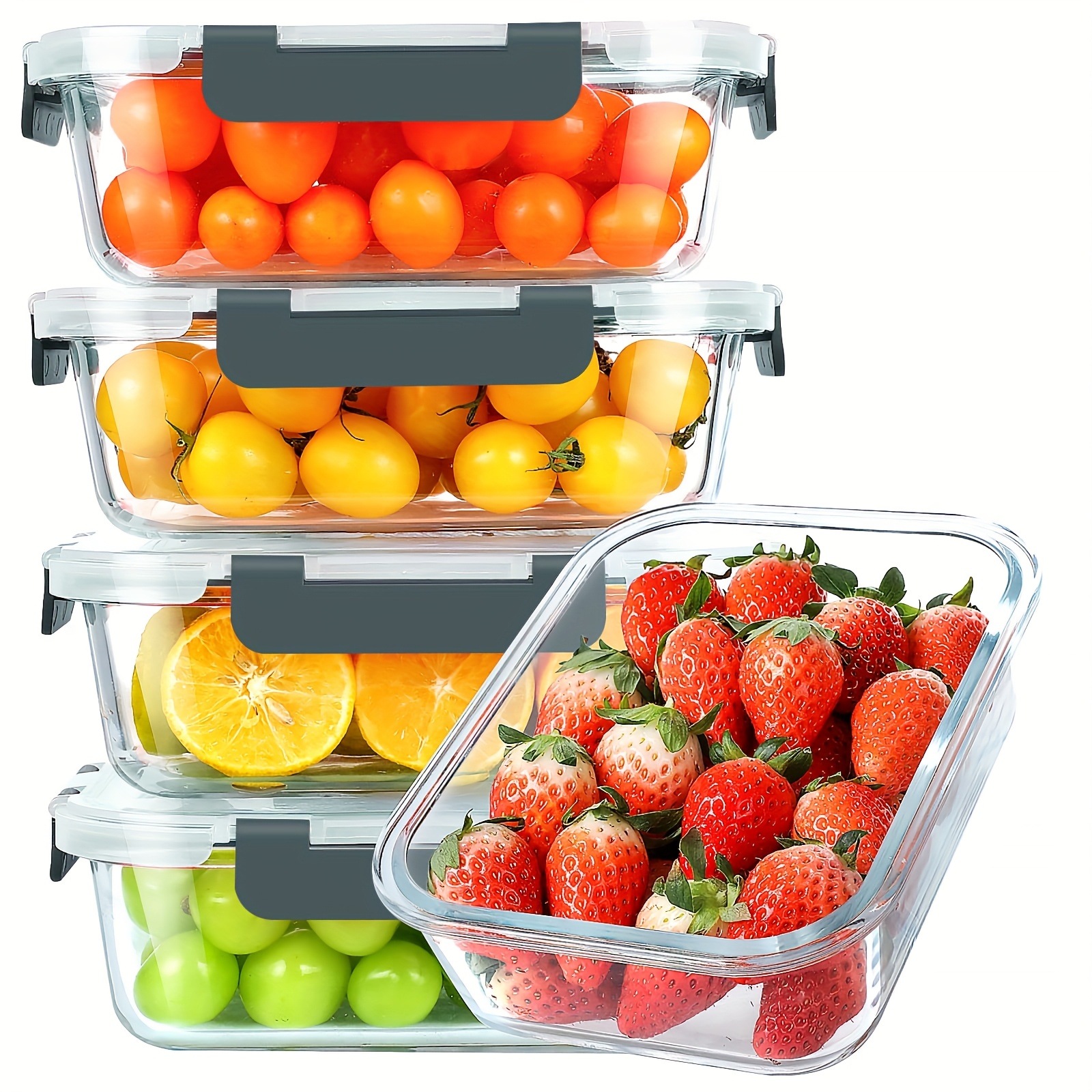 TEMU Glass Food Storage Containers With Airtight Lids, Glass Meal Prep Containers, Glass Bento Boxes For Lunch, Microwave, Oven, Freezer And