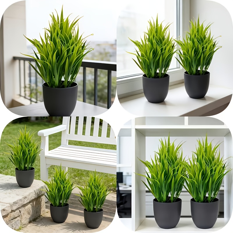 2pcs of Lifelike Artificial Green Potted Plants, Durable, Maintenance-free, and UV-resistant. These Artificial Greenery Pieces Are Suitable for Indoor/outdoor Decor, Perfect for Homes and Offices, Farmhouses and Gardens, and as Four-season Decorative