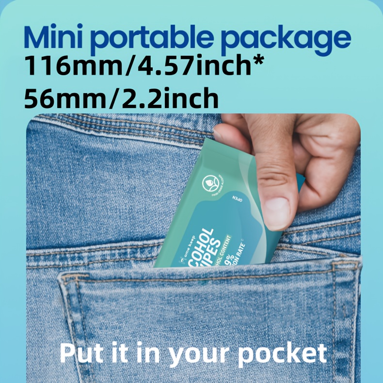 40 packs of 5 sets of mini sanitary/alcohol wipes- 8 packs per set, totaling 64pcs- thickened and enlarged non-woven fabric-150mm*140mm- 3.5 times the liquid content- suitable for kitchen/bedroom/living room- outdoor/in car use