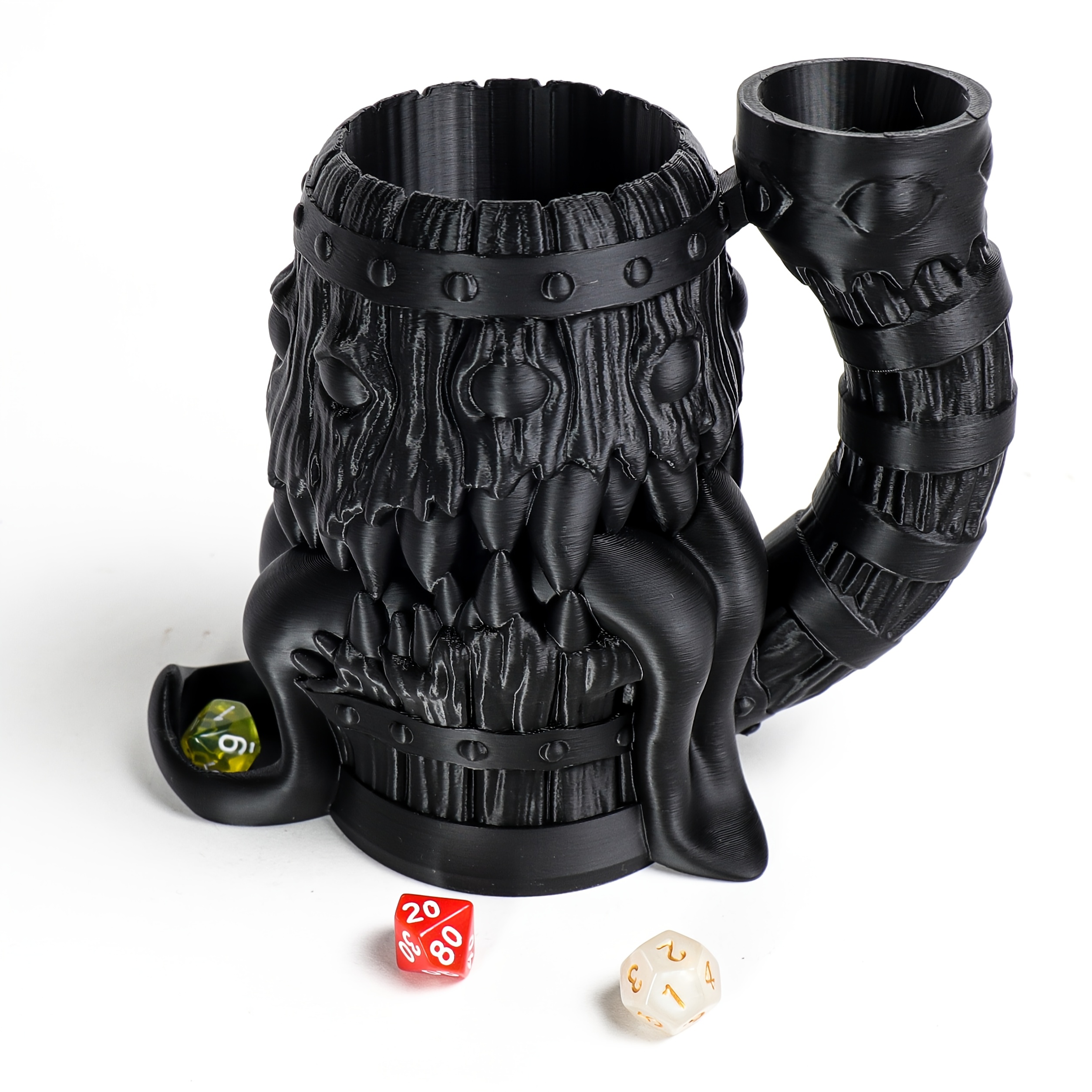 

Dice Tower Mug With Built-in Can Holder - Perfect Gift For Tabletop & Rpg Gamers, Black Plastic