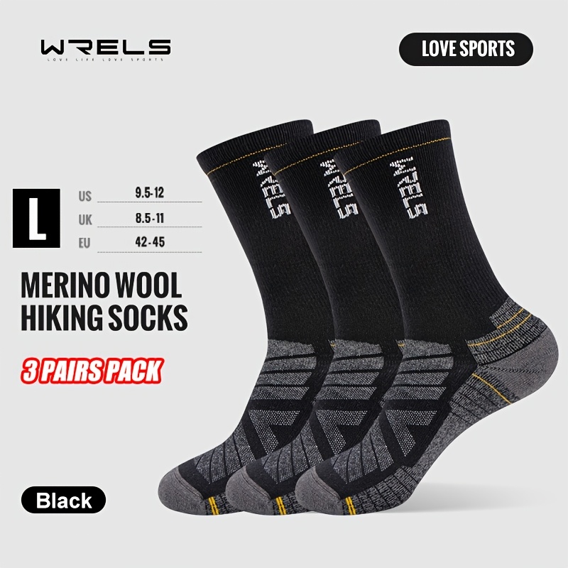 Image of 3-pair Wrels Wool Wool Thermal Sports Socks With Non-slip Towel Sole - Thickened - Hiking, Cycling, Ski & Marathon Socks Suitable For Outdoor Running, Weather, And High- Activities