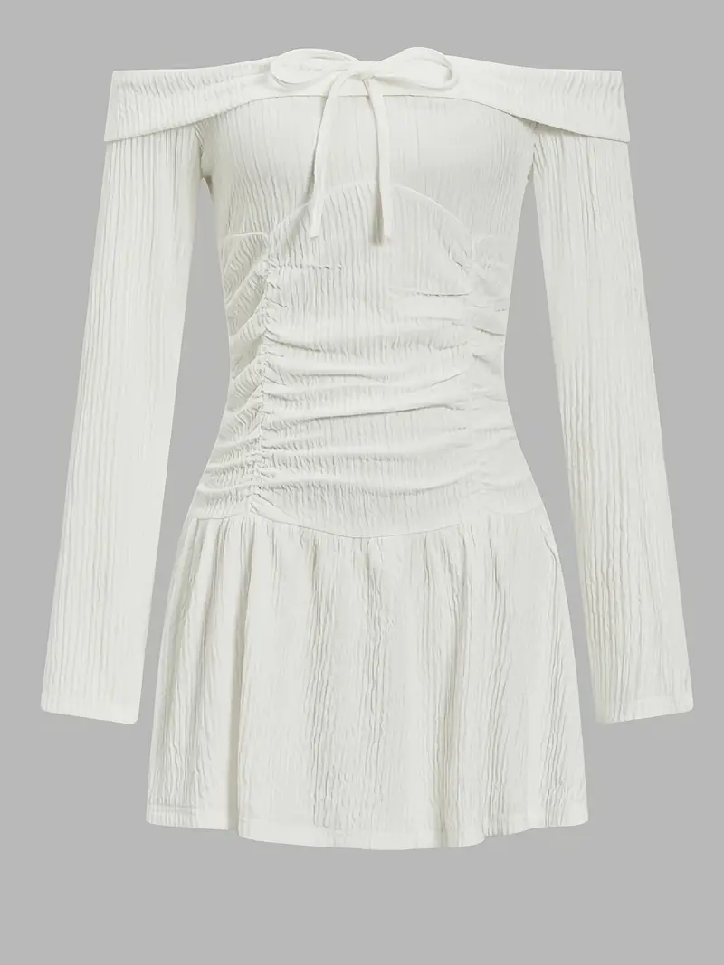 womens elegant off the shoulder party formal dress sexy evening outfits with long flattering a line washable formal attire for women evening party dress versatile fashion adjustable ties cocktail dress stretchy fabric Product details 2