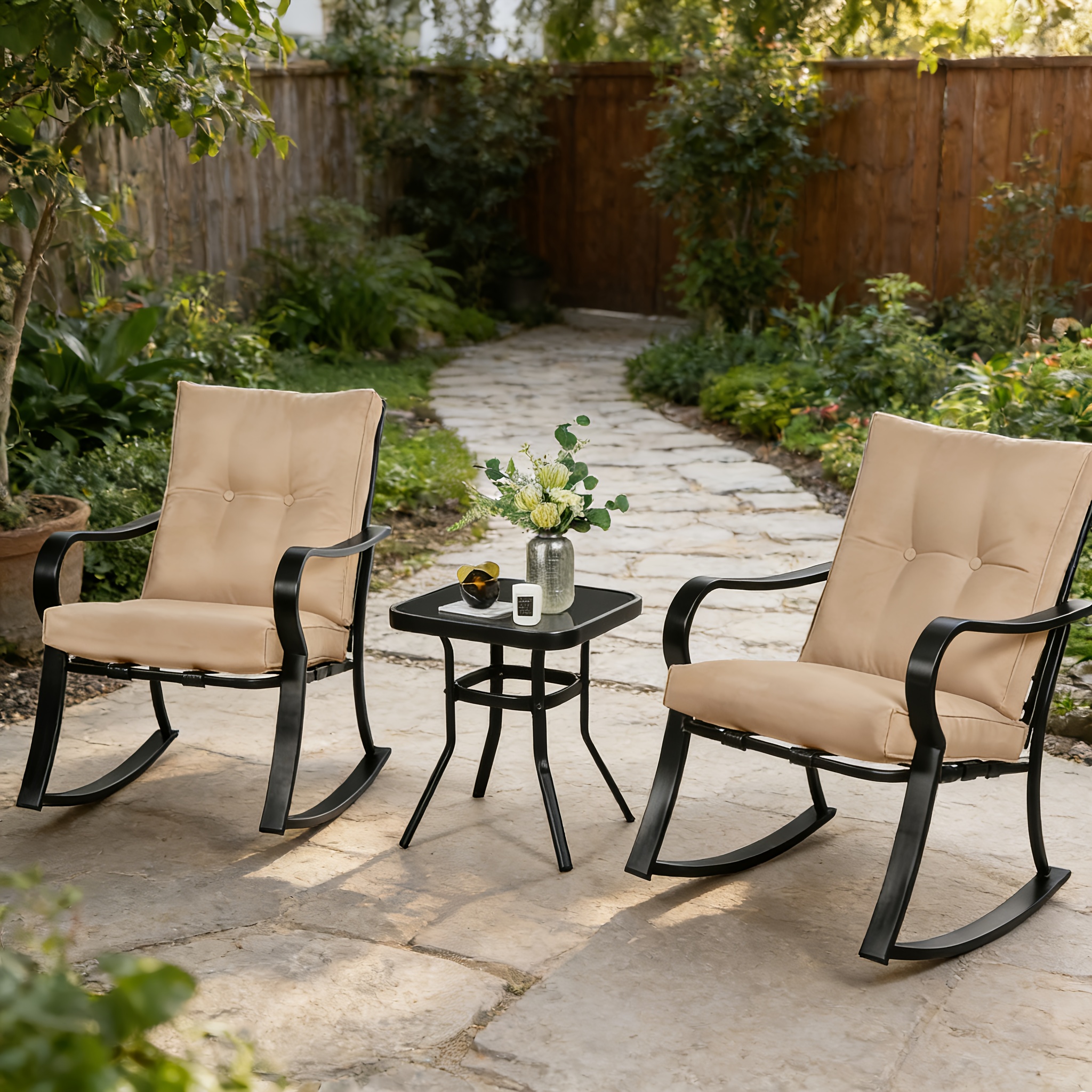 SOLAURA 3-Piece Rocking Bistro Set