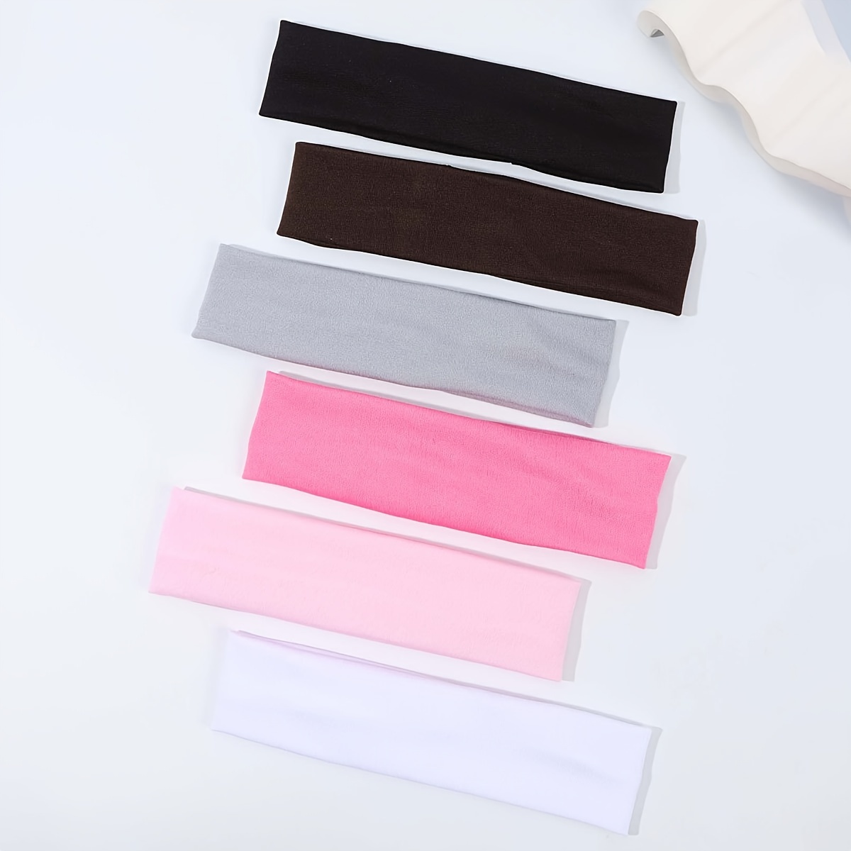 

6pcs/set Solid Color Headband Vintage Elastic Hair Band Non Slip Sweat-absorbing Yoga Running Sports Hair Accessories