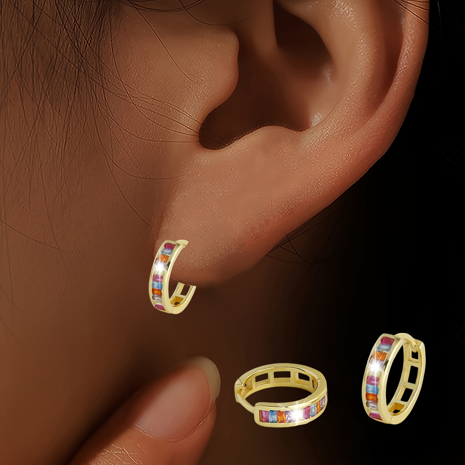 Fashion Earrings with High-End Multicolor Synthetic Zirconia