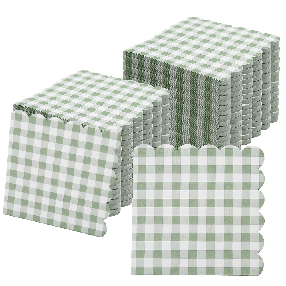 TEMU Un ensemble de 40 serviettes de table à carreaux, au design doux et , idéal pour , les anniversaires, les célébrations et la décoration