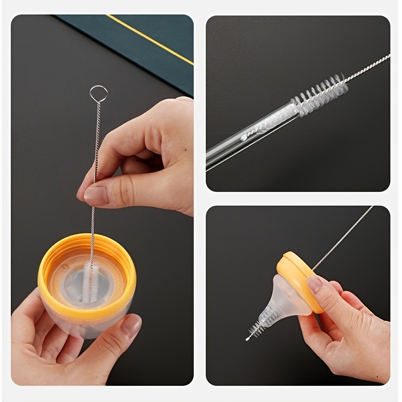 TEMU 6.89inch Reusable Straw Cleaning Brush 5pcs Set, Durable Long-handled Soft-bristle Brush, Suitable For Straw Cups, Straws, Cups, Water Bottles,