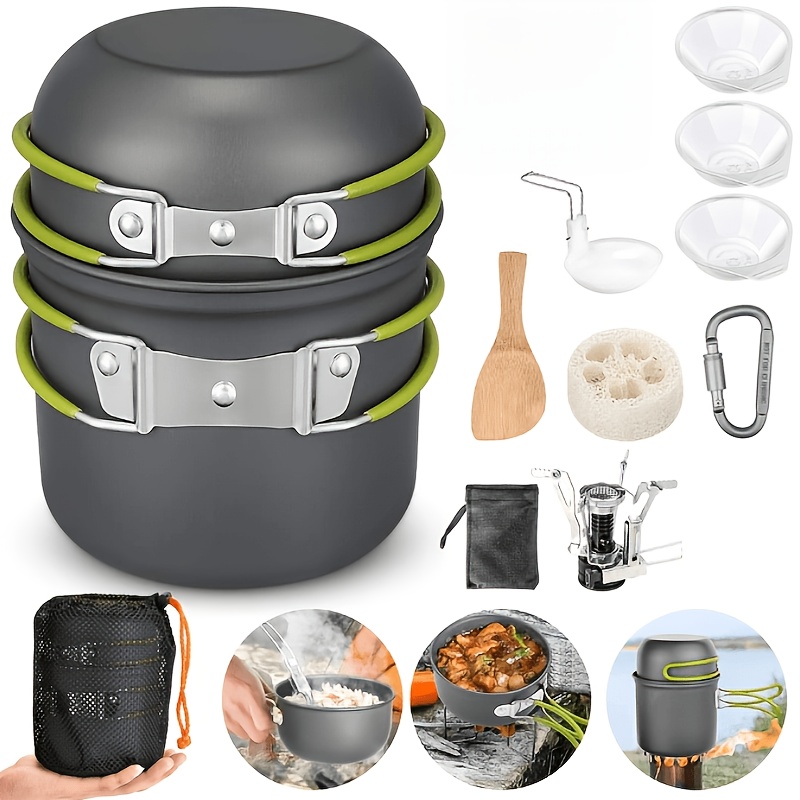 14pcs Camping Cookware Kit, Pots and Pans Set