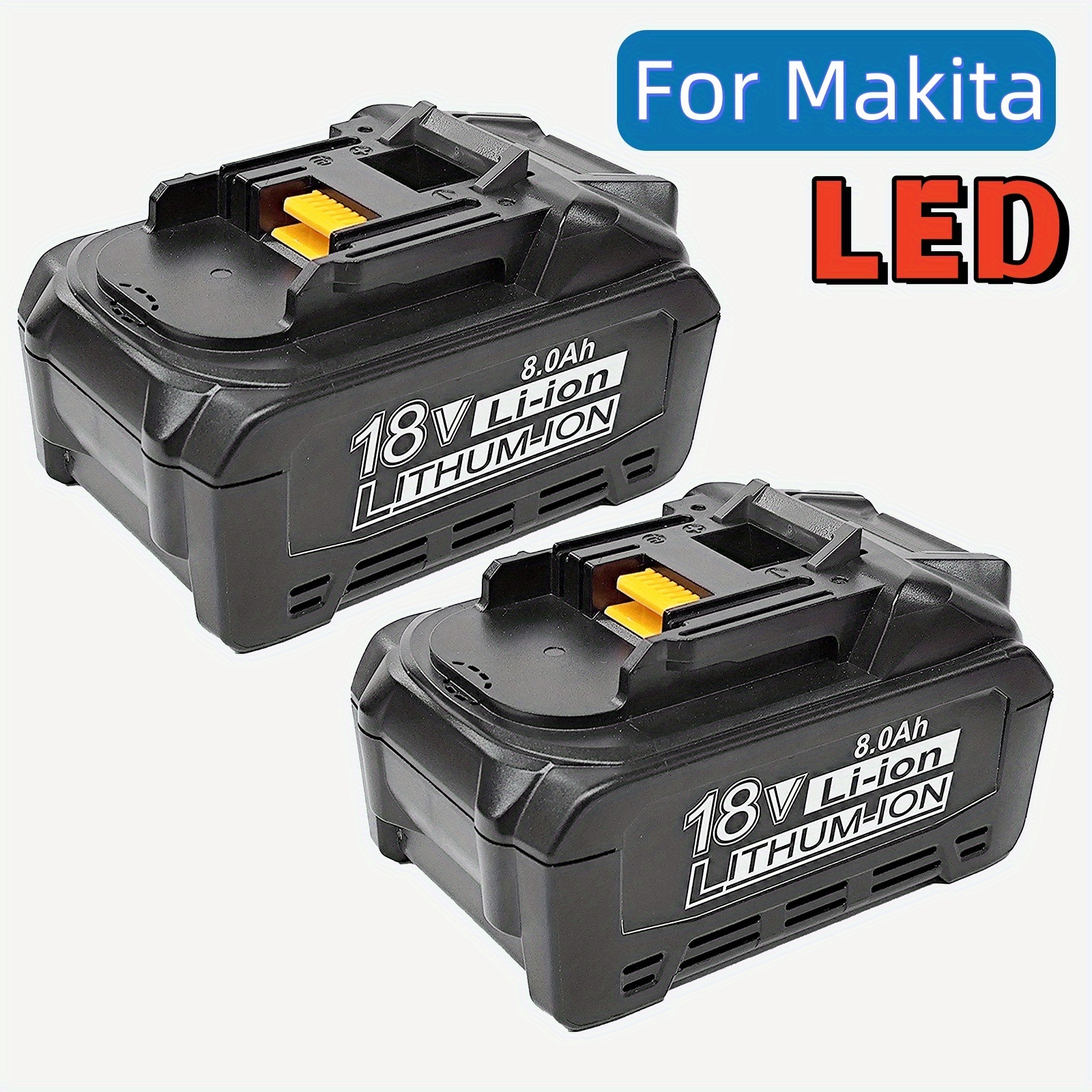 TEMU Pack de 2 batteries de rechange 8.0Ah 18V BL1850B pour batteries Makita 18V BL1830, BL1840, BL1860, BL1845, BL1815, BL1820 et BL1860B,