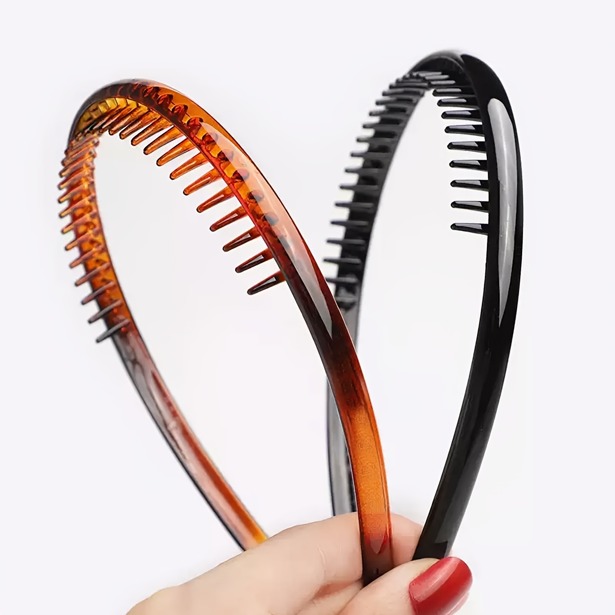 TEMU 2pcs Wavy Tooth Headbands, Simple And Durable Non-slip Hair Ties, Suitable For Face Washing And Skincare, Hair Accessories For Men And Women
