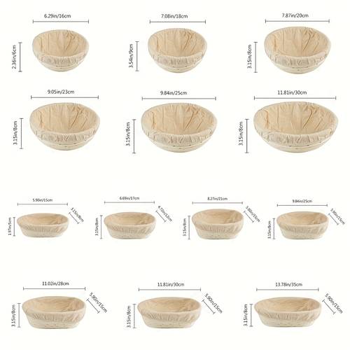 1pc bread proofing basket round oval bread proofing basket with proofing liner cloth rattan bread making fermentation basket kitchen baking tool for making