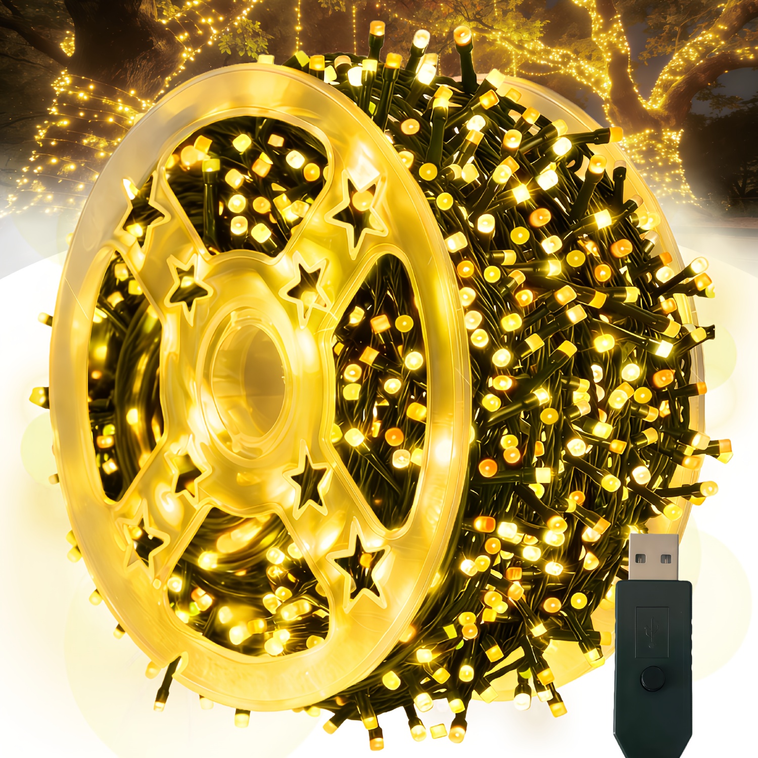 item picture LED Indoor Fairy String Lights, 12 Lighting  , USB Powered Ink Green   String, 400/240/120 Leds, Star Storage Tray, for Decorating Your Home Bedroom, Wedding, Party, House, Graduation Season, Spring, Mother S Day, Valentine S Day