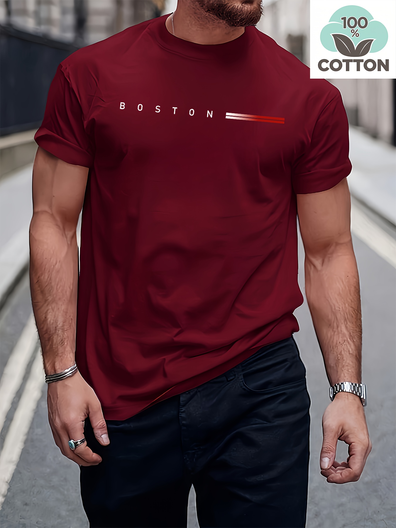 Men'S 210g T-Shirt - Soft Everyday Casual Tee with Bold BOSTON Lettering, Bright Yellow Shirt for Everyday & Special Occasions - Breathable Round Neck Top, Comfortable Fit, Back to Basics, Classic Design, Lightweight Material, Short Sleeve Shirt, Urban Style