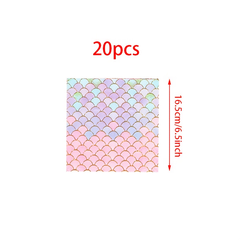 E-shop 20 Stück/40 Stück/100 Stück Meerjungfrau Party Dekorationen Meerjungfrau Servietten Meerjungfrau Partyzubehör für Geburtstagsparty Meerjungfrau