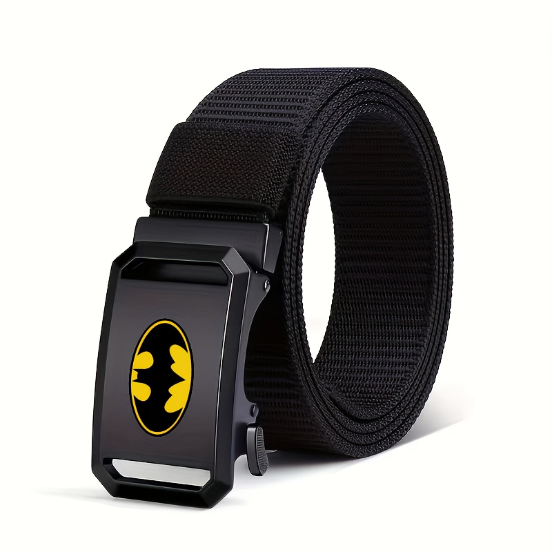 Image of 1pc Batman Men's Fashion Canvas Belt, Unisex With Automatic - Perfect For Jeans, Casual Outdoor Wear, And Sports Training, Black For Valentine's Day, Convenient And Quick To Wear, A Perfect Gift