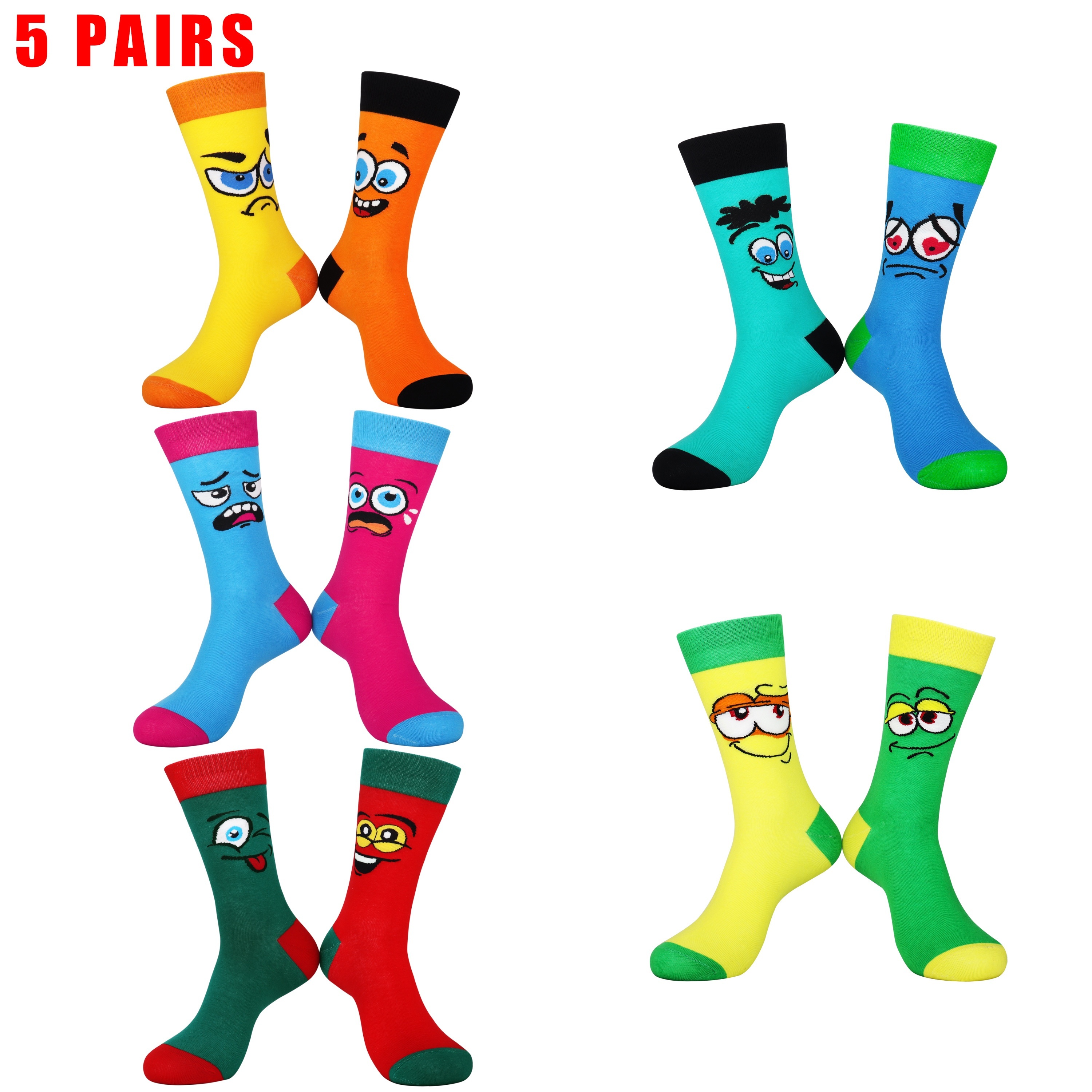 

5 Pairs Gifts For Men Dad Mens Funny Fun Crazy Funky Dress Crew Socks