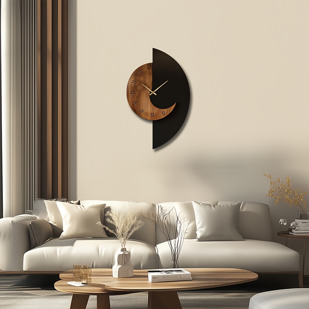Artistic Silent Wall Clock Made of Decorative Wood in an Irregular Shape, Battery-Operated. Available in Sizes 14, 16, And 45.72 cm, This Vintage Wooden Clock Is Perfect for Home Decor in The Kitchen, Living Room, Bedroom, Or Office