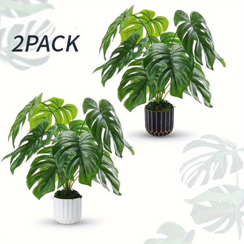 

2 Packs 19 Inches Fake Plants Diy Monstera Artificial Floor Plants In Pots For Room Home Office Farmhouse Decor Indoor