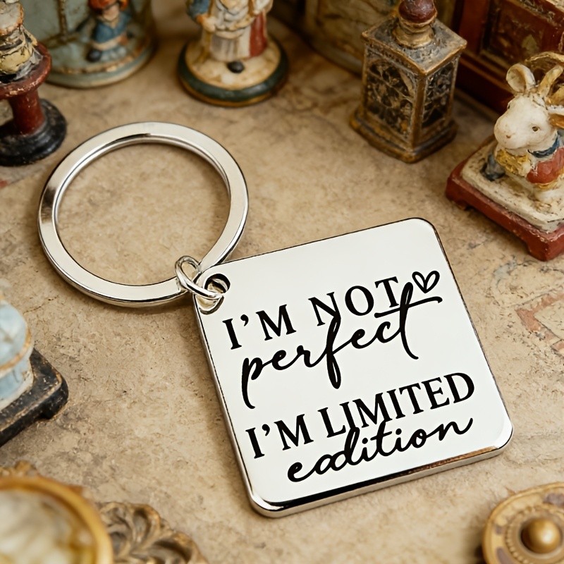 TEMU Perfect I' Edition Stainless Steel Keychain - Inspirational Engraved Key Ring For Women Men, Unique Motivational Gift For , Birthday, Christmas,