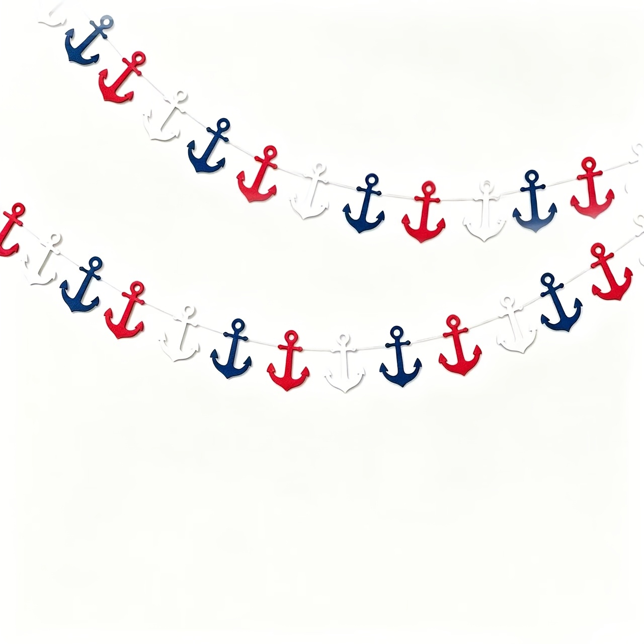 TEMU 24 Felt Anchor Decorations In Red, Blue, And White, Nautical-themed Party Banners, Suitable For Sailor-themed Birthdays, Shower Parties,