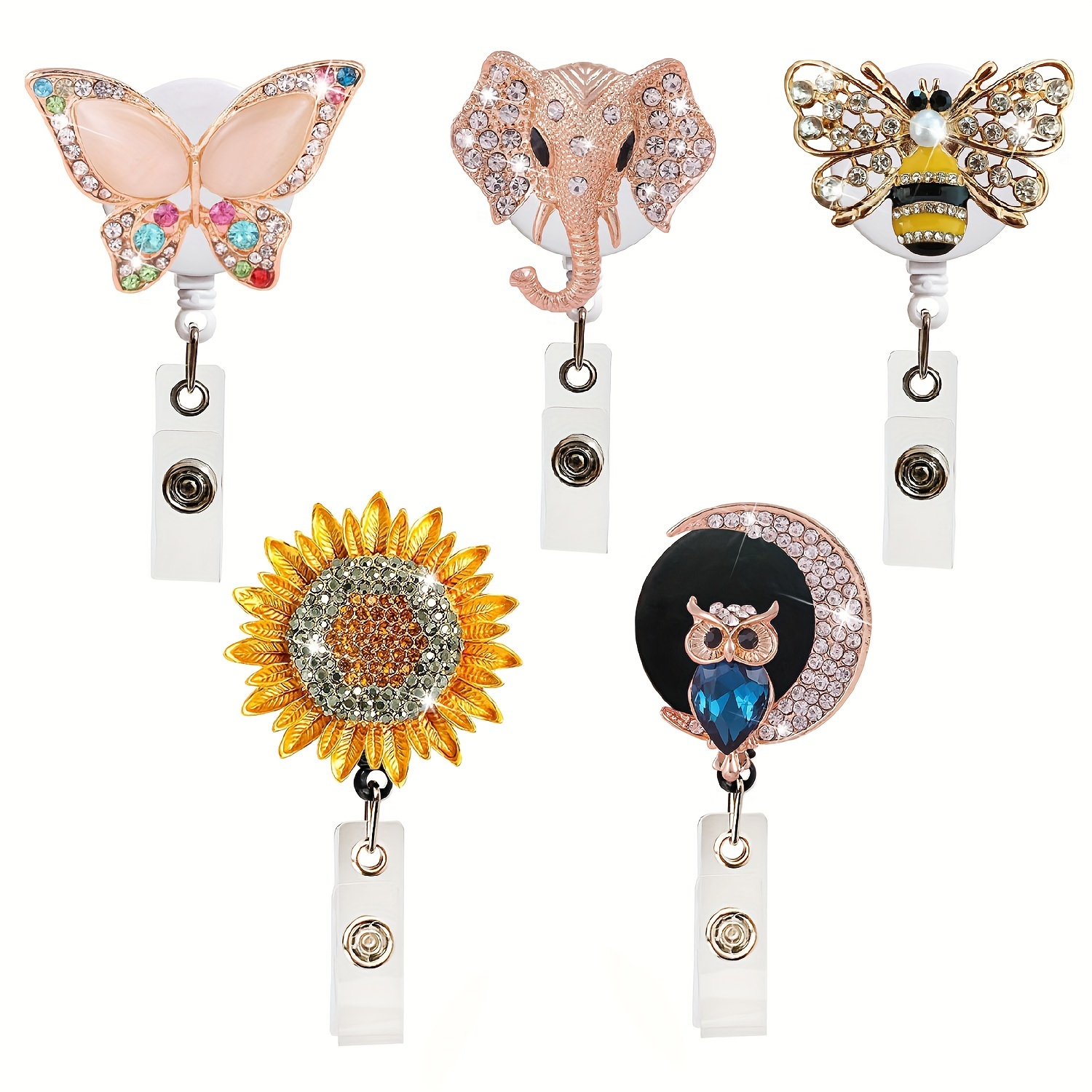 

Sparkling Sunflower, Elephant, , Retractable Badge Reel With 360° Rotating Alligator Clip - Plastic Office Accessory