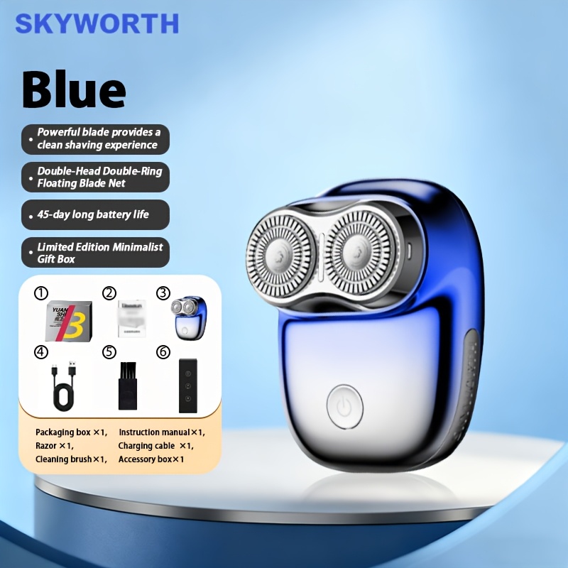 Image of Skyworth Classic Dual-head Shaver, Mini And Portable, High Speed With Long . Suitable For Business Trips, Travel And Daily Home Use. , Professional Gift For Men.