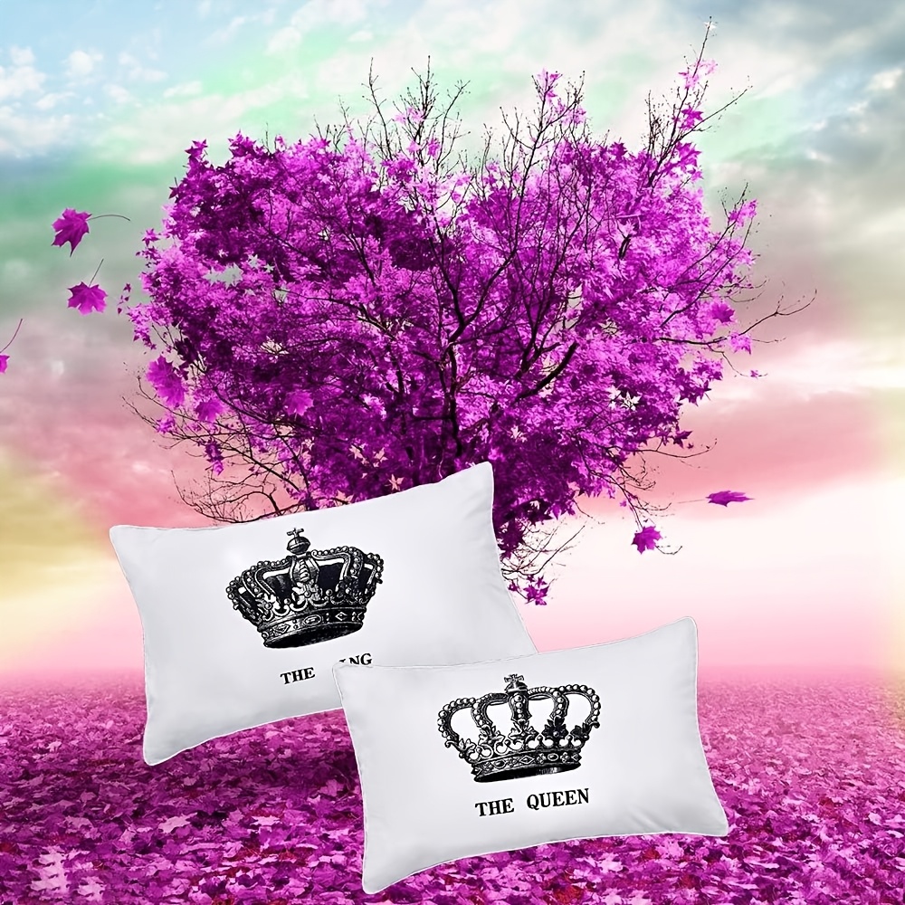 2pcs   and queen couples pillow cases funny his and hers couples gifts polyester 100 00 woven zipper closure machine wash Product details 4