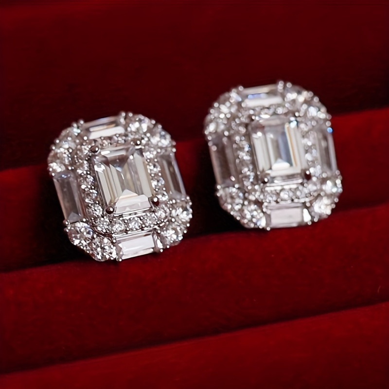 Elegant Zirconia Stud Earrings, Bridal & Anniversary Gift