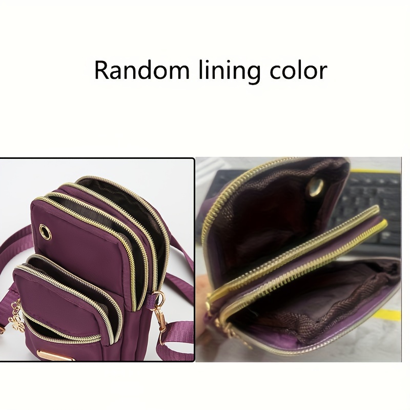 1pc, Women's Fashion Simple Crossbody Cell Phone Purse, Casual Multi-pocket Zipper Shoulder Pouch, Coin Purse, Sports & Fitness Compact Portable Sling Bag
