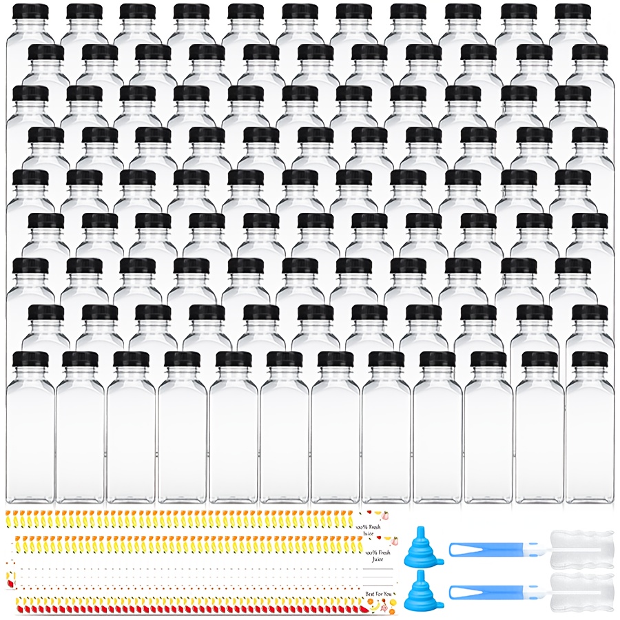 TEMU 100pcs Pack Clear Plastic Cups With Stickers, Funnel & Brush - Reusable Portable Suitable For For Family Parties, Birthday, Thanksgiving,