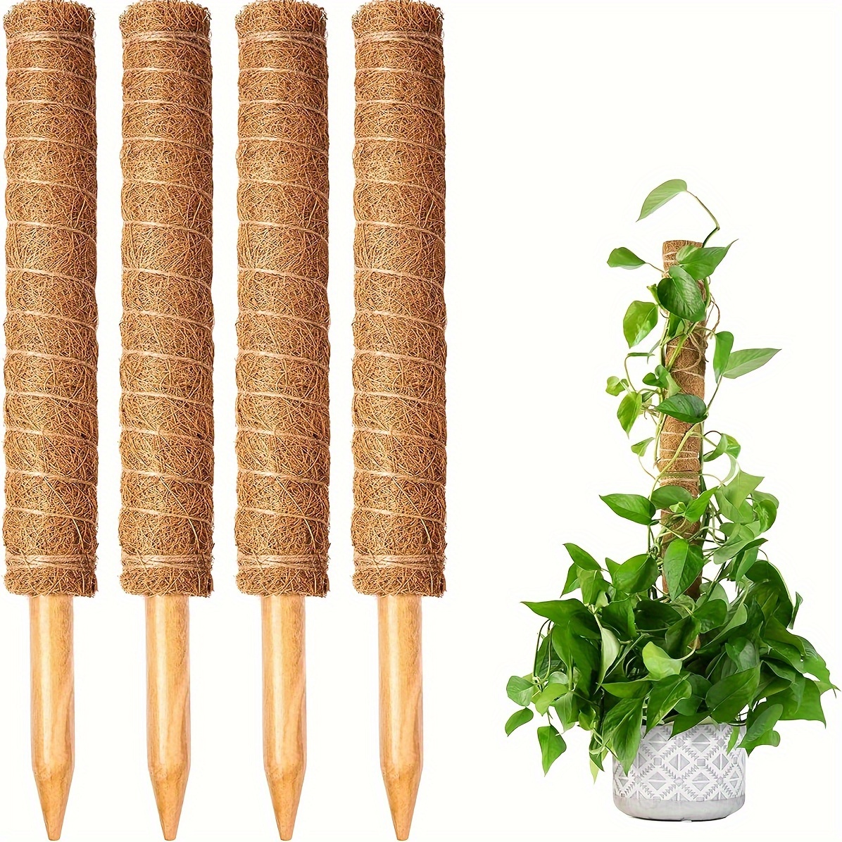 

Bendable Moss Pole For Monstera & Climbing Plants - Pvc Coir Support With Jute Rope, Ideal For Indoor/outdoor Use, Accessory