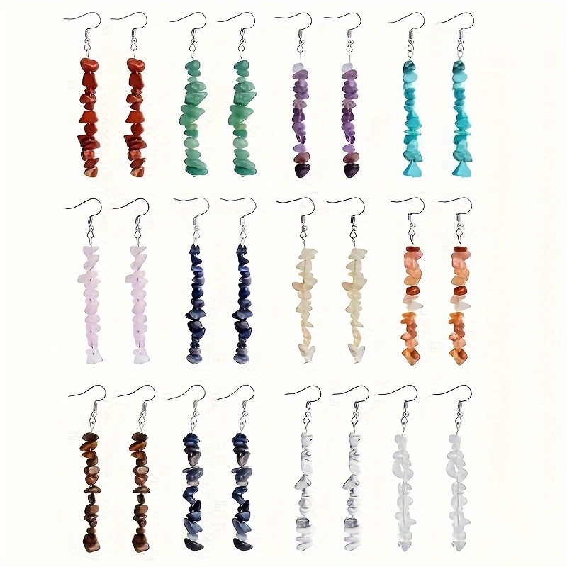 

24pcs/12pairs Irregular Gravel Stone Dangle Earrings Simple, Stylish And -boosting Ear Ornaments Irregular Natural Stone Dangle Earrings