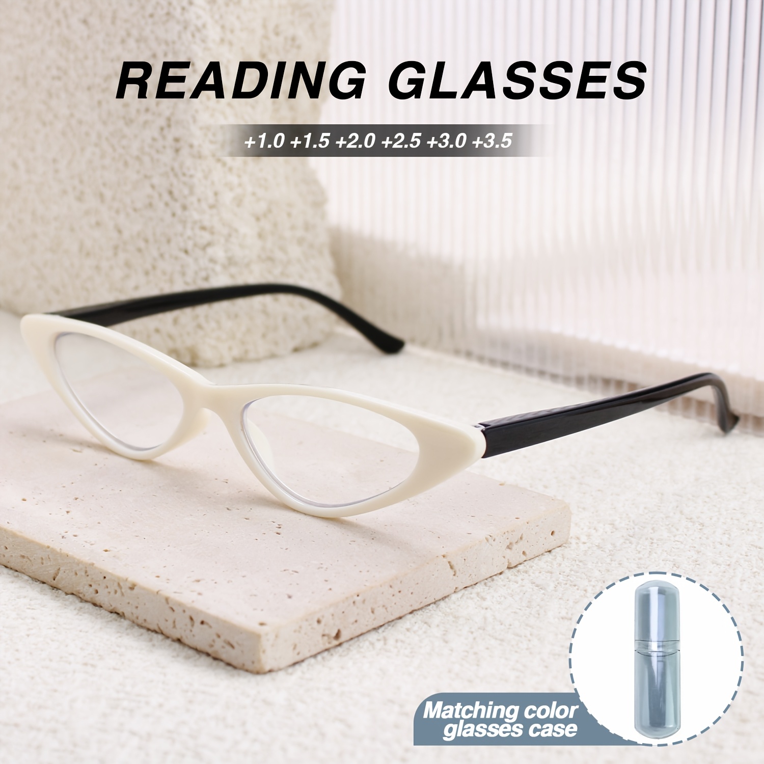 Small Frame Cat-Eye Reading Glasses with Eyeglass Case