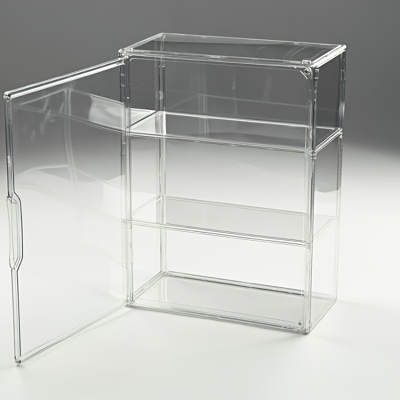 TEMU 3-layer Transparent Acrylic Display Box, Portable Doll Storage Box, Collection Organizing Box, Stylish Decor, Suitable For Desks, Bedrooms,