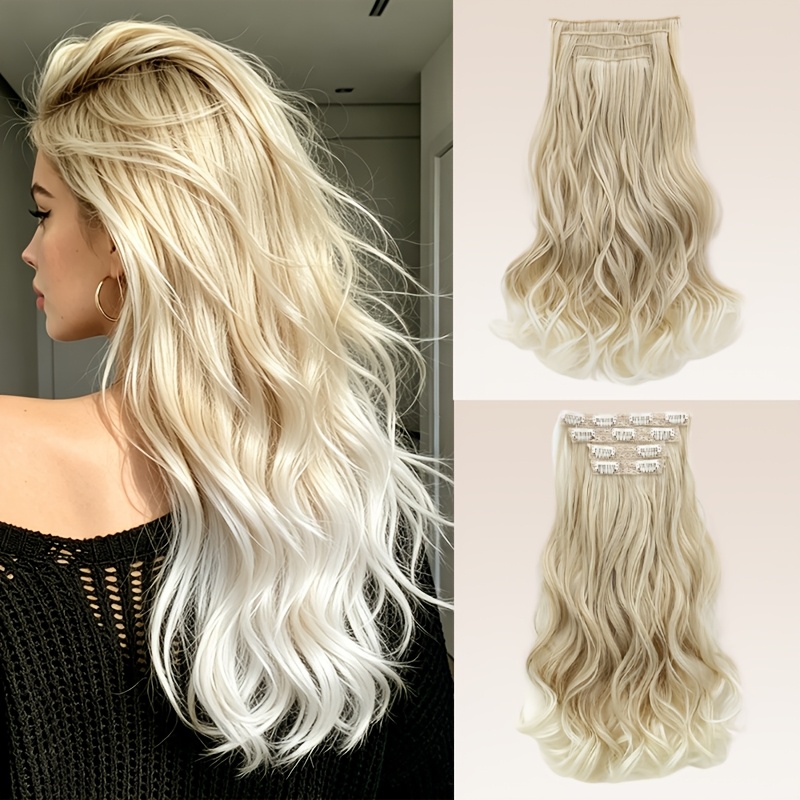 TEMU Extensions de cheveux ondulés et bouclés à pour femmes - Perruque en fibre synthétique pour un volume volumineux, à et les fêtes