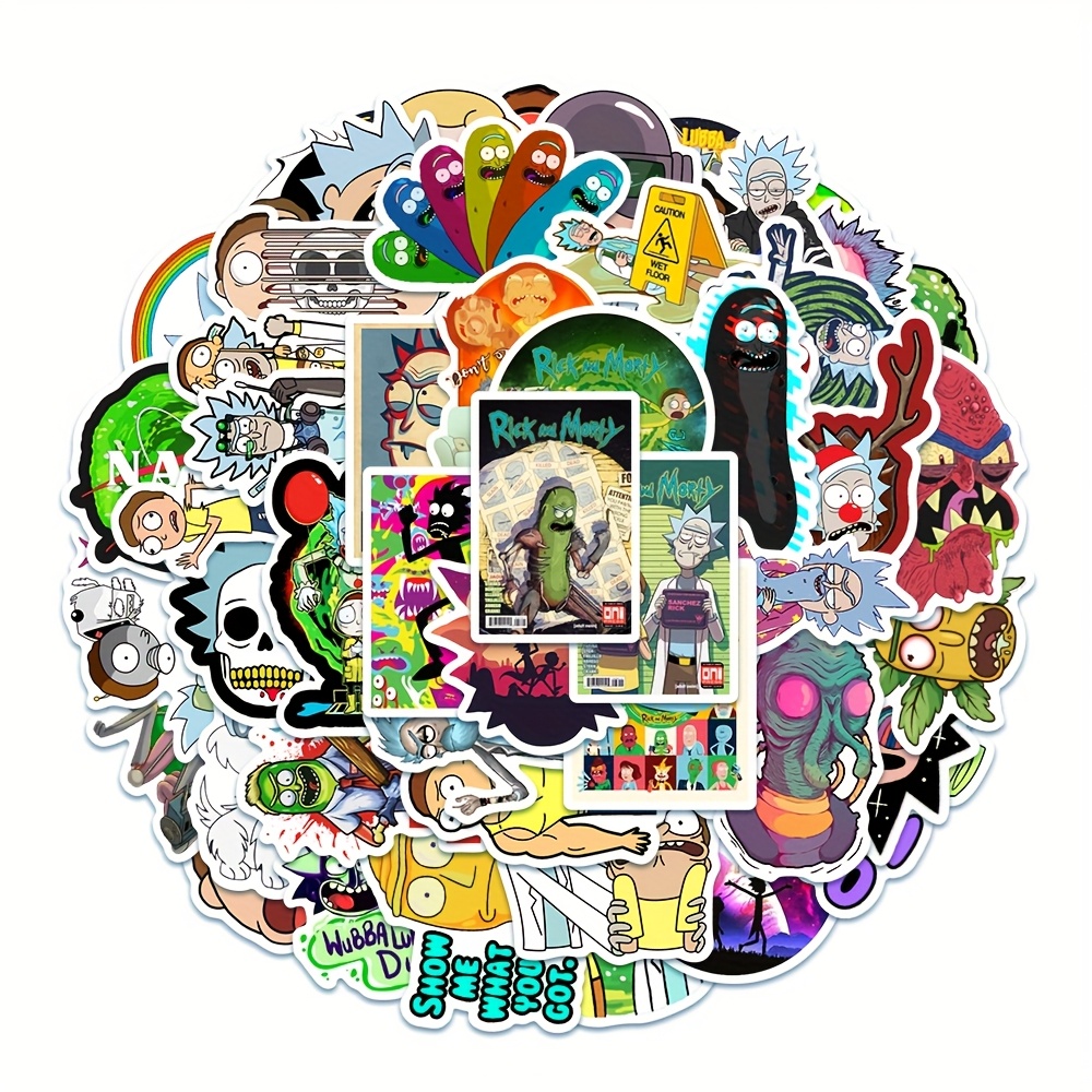 TEMU Rick And 50pcs Halloween And Christmas Stickers Gifts For Water Bottles Laptop Bumper Water Bottles Computer Phone Hard Hat Car And Decals