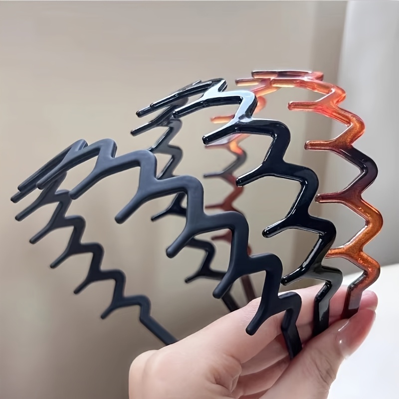 3pcs Non-slip Wave Pattern Unisex Hair Bands, Design Fixed Hairstyle Plastic Hair Additions