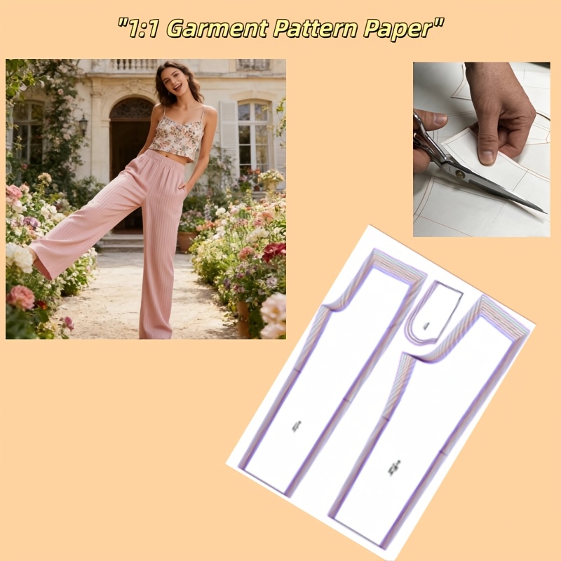 E-shop DIY-Schnittmuster für Damenhosen zum Selbernähen, geeignet für handgefertigte Kleidung – 1:1 maßstabsgetreue Papier-Schneidvorlage mit Grundlage