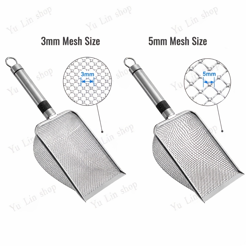 TEMU 2 Pack Heavy Duty Stainless Steel Litter Scoops With Ergonomic Handles Rust-resistant Easy To Clean Quickly Sift Waste From Long Lasting And
