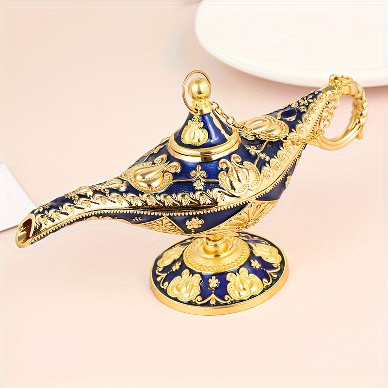 

Arabian Style Zinc Alloy Magic Lamp Ornament, Luxurious Golden Floral Pattern, Banquet Decorative Craft Accessory For Home Display