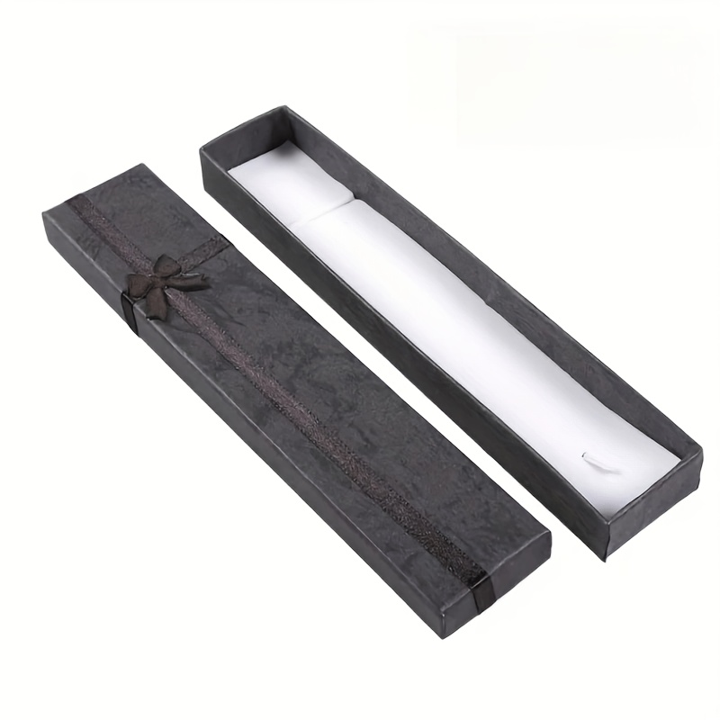 TEMU 10pcs Elegant Long Necklace Gift Boxes Wholesale, Bow Ribbon Cardboard Jewelry Packaging Boxes, Suitable For Pendants And Bracelets, Sweet And