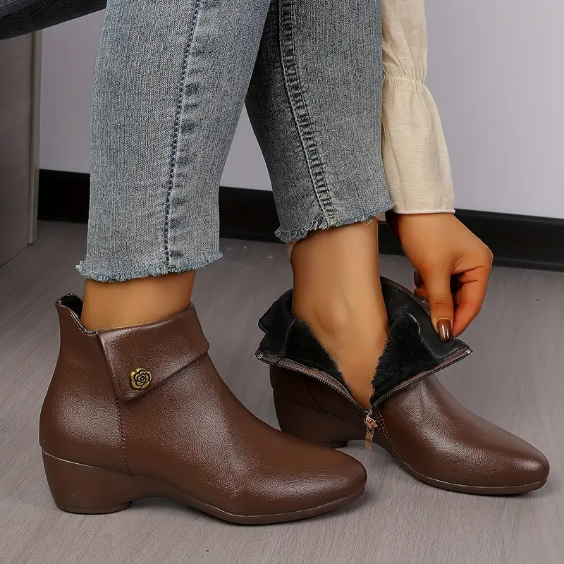 casual women's dress ankle boots low heel SDONY Booties SDONY Women's Ankle Boots Low Chunky Heel Fashion Zipper Dressy Booties For Work & Casual (Round Toe, Non-Slip)