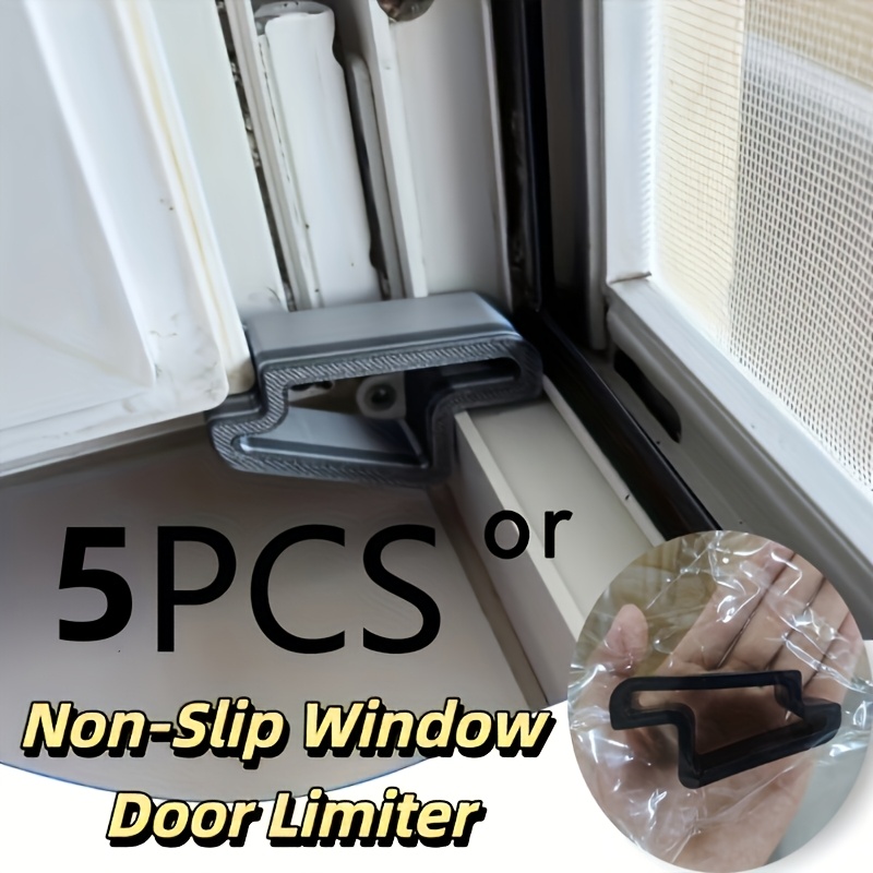TEMU 5pcs Set Of Door And Window Limiters, Door And Window Rail Safety Locks, Balcony Door Anti-collision Buffer Pads, Bedroom Terrace Ventilation