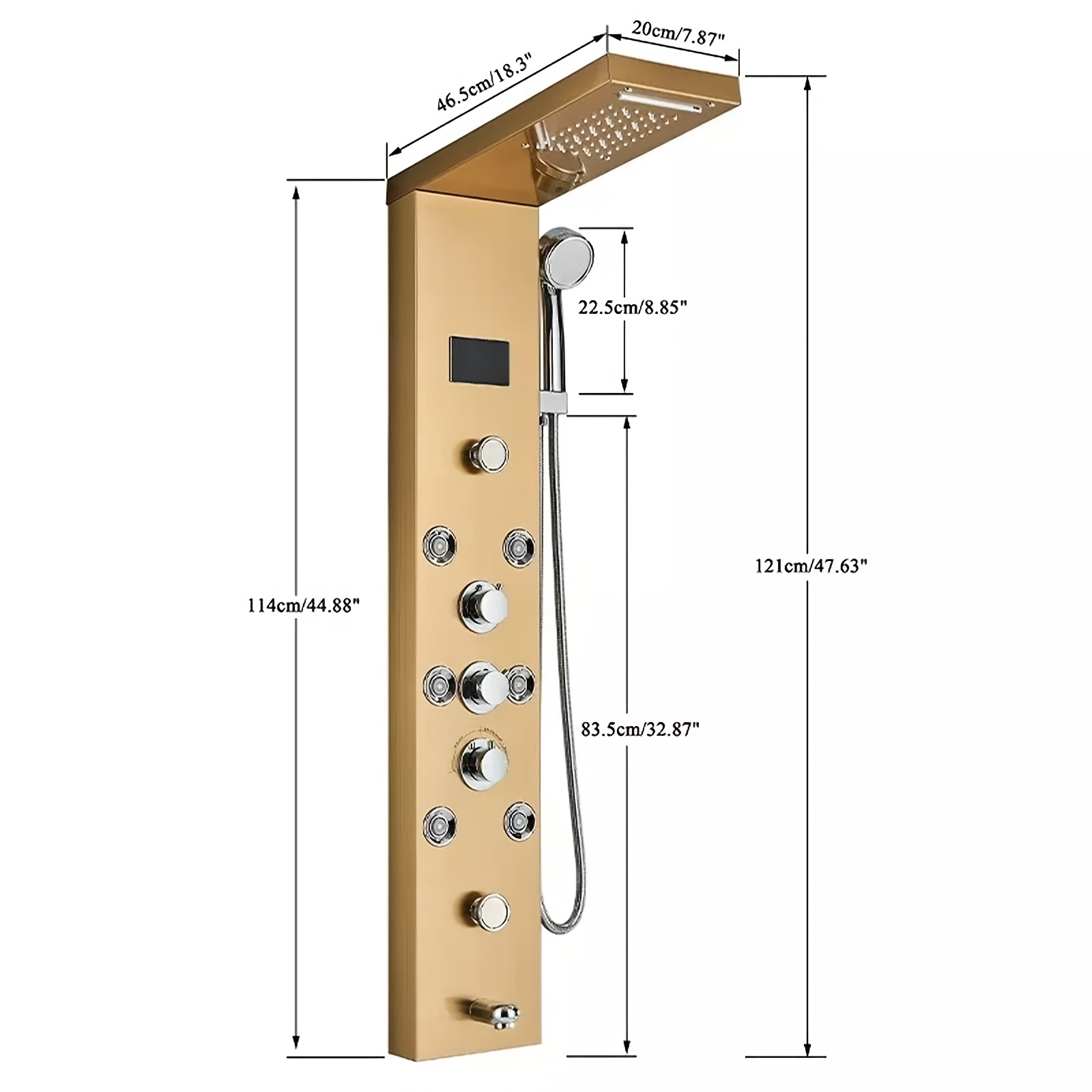 Stainless Steel Shower Tower Panel with 5-in-1 Functionality