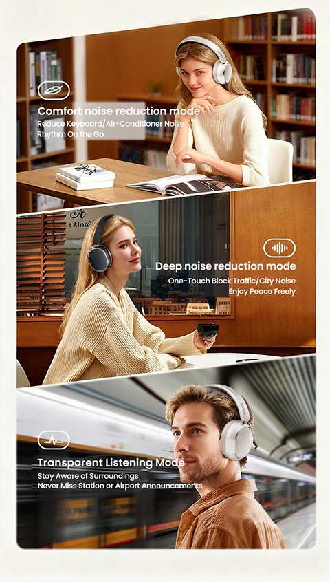 Philips Wireless Bluetooth Headphones, Over-Ear Wireless Headphones, ANC Hybrid Active Noise Cancelling Headphones, HiFi Surround Sound Over-Ear Wireless Headphones, for iPhone and Android, 80 Hours of Playtime, with Five ENC Noise Cancelling