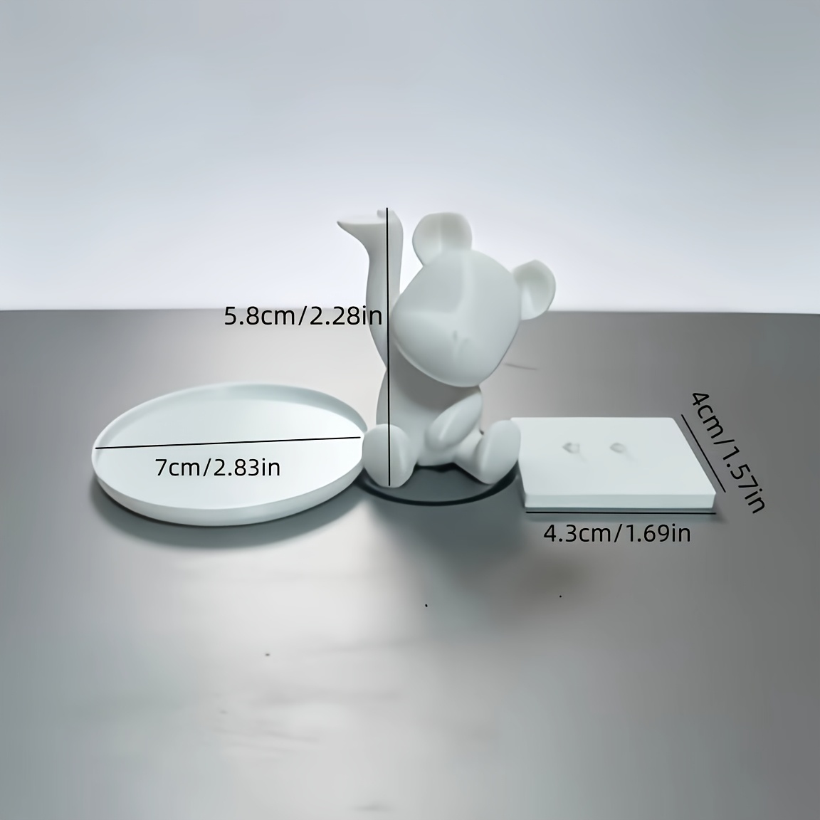 TEMU Ornement de plateau d'ours en peluche imprimé en 3D, idéal pour la décoration de chambre et le rangement de petits objets