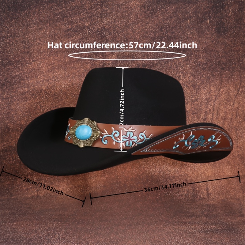 a unisex vintage felt western cowboy turquoise - Temu display picture 1